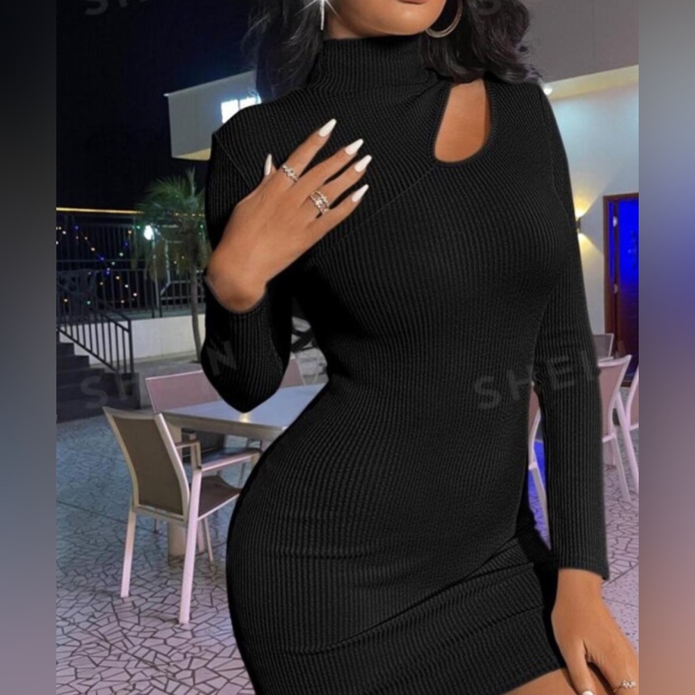 Elegant Black Cut-Out Dress